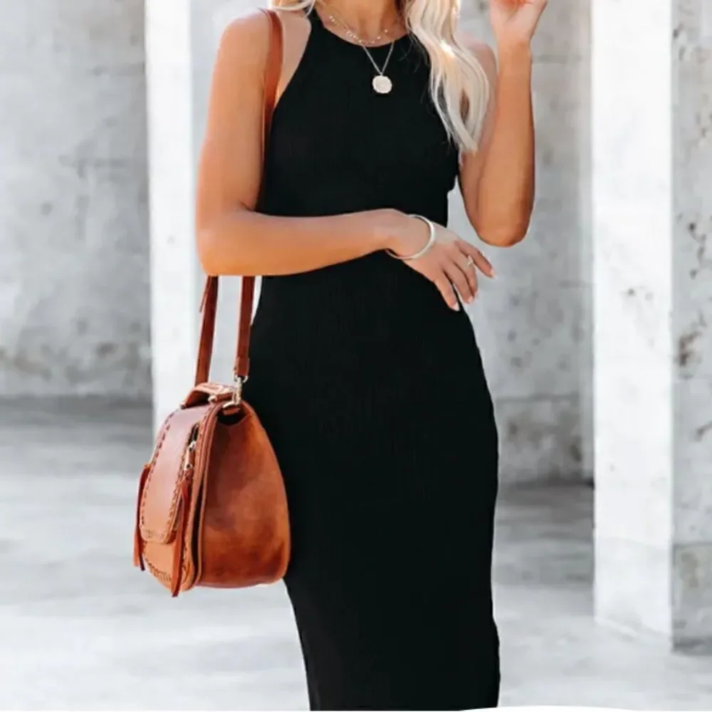Vici Collection Cora ribbed classic black miso dress - size Small - NEW
